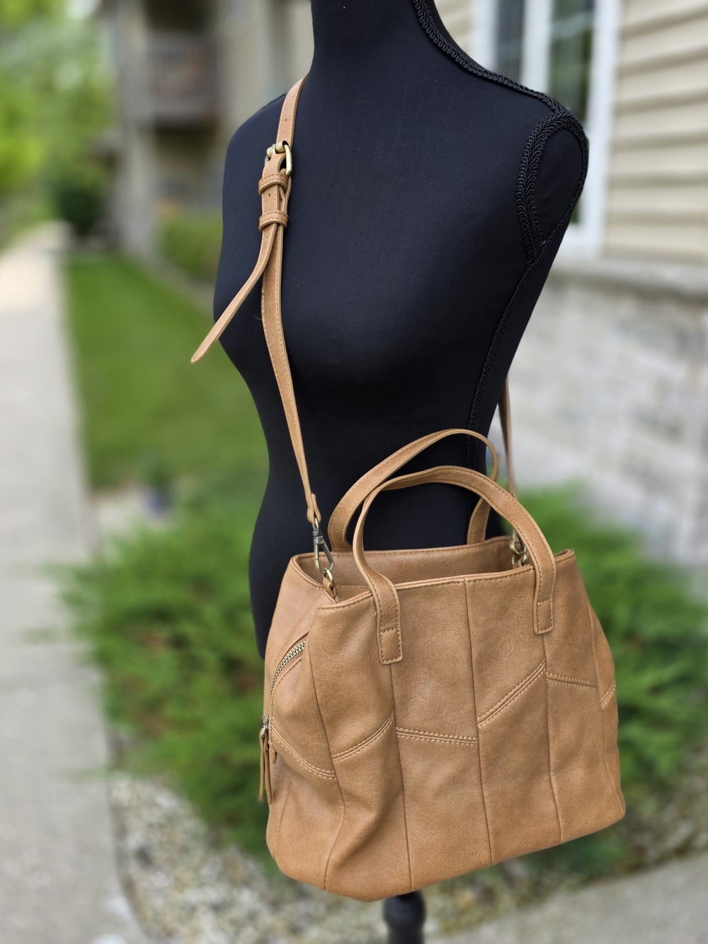 Antik Kraft Cognac Satchel Crossbody Handbag